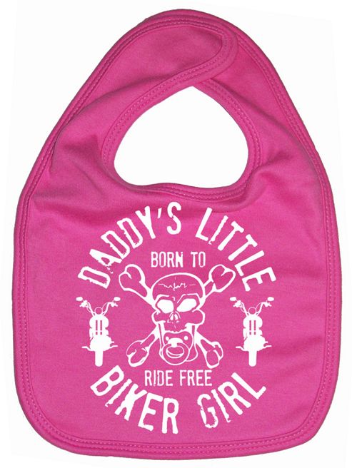 Image of Dirty Fingers Daddy's Little Biker Girl Baby Bib Fuchsia