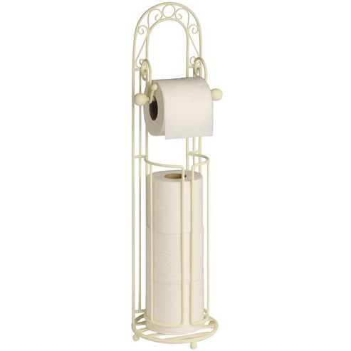 Image of Column - Metal Toilet Roll Holder With Storage - Ivory