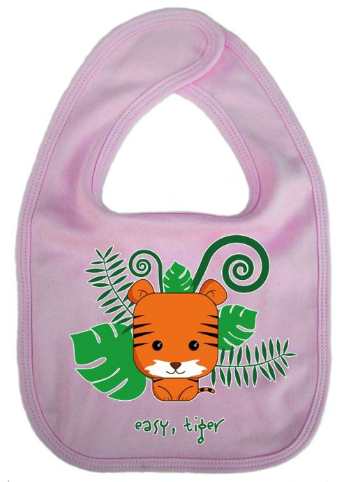 Image of Dirty Fingers Easy Tiger Baby Cute Bib Pink