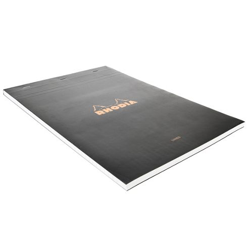 Image of Rhodia Black Head Stapled Pad 21x29.7cm Lined & Margin 186009c