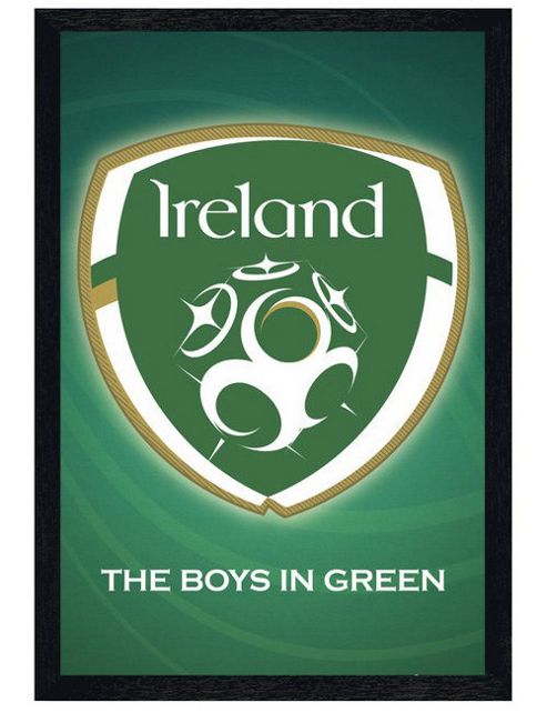 Image of Ireland Football Team Logo Black Wooden Framed The Boys In Green Poster