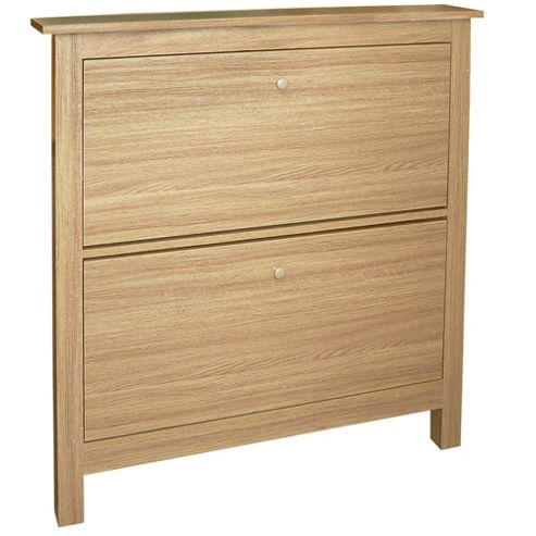 Image of Stowe - 8 Pair Shoe Storage Organiser Cabinet - Oak