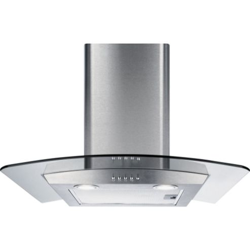 Image of Cda Ecp92ss Curved Glass 90cm Chimney Cooker Hood Stainless Steel