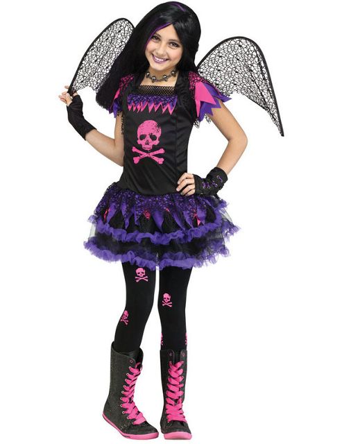 Image of Child Pink Skull Fairy Costume Large