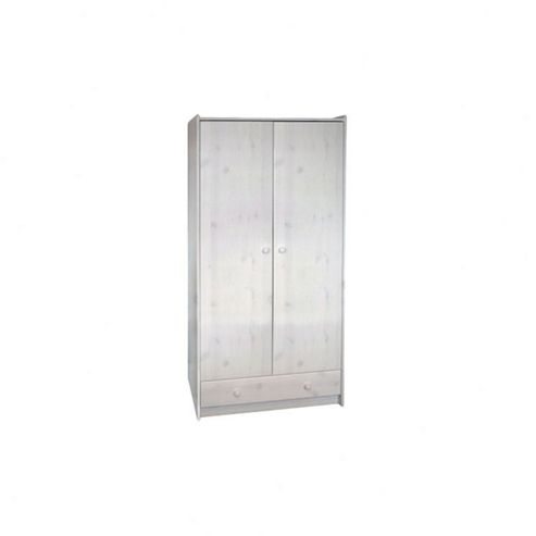 Image of Home Essence Kids Two Doors And One Drawer Tall Wardrobe In Whitewash