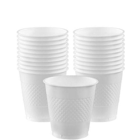 Image of Frosty White Cups - 266ml Plastic Party Cups, Pack Of 20