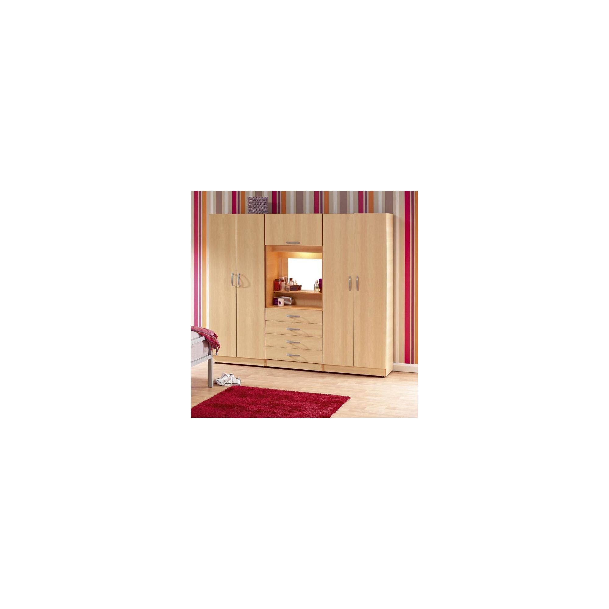 Ideal Furniture Bobby Triple Wardrobe with Four Drawers - Beech at Tesco Direct
