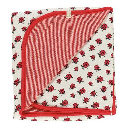 Image of Pigeon Organics Creatures Reversible Blanket Red Ladybird 70x70cm