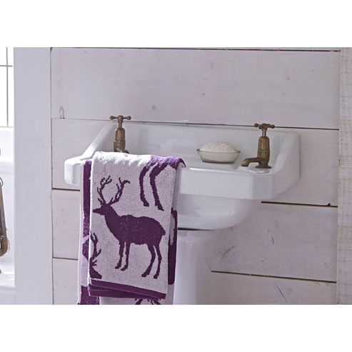 Image of Catherine Lansfield Home Cosy Corner Swing Stag Jacquard 500gsm Bath Sheet Mulberry