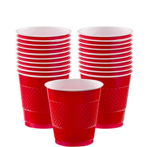 Image of Apple Red Cups - 266ml Plastic Party Cups, Pack Of 20