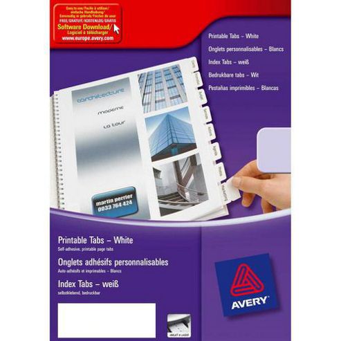 Image of Avery Printable Tabs White 05412061