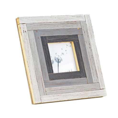 Image of Free Standing Rustic Finish Reclaimed Pine Wood Photoframe In Grey