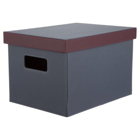 Image of Grey Storage-- trunk With Plum Trim