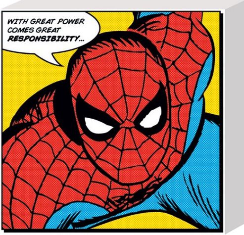 Image of Spiderman Great Power & Responsibility Canvas Print