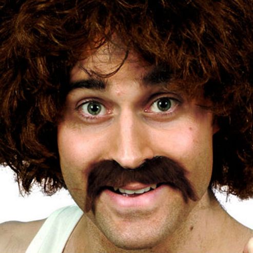Image of 80's Retro Kit - Brown Wig & Tash