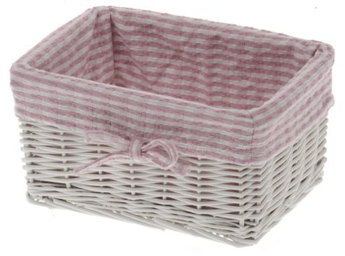 Image of Wicker Valley Storage Basket With Gingham Lining - Pink - Medium