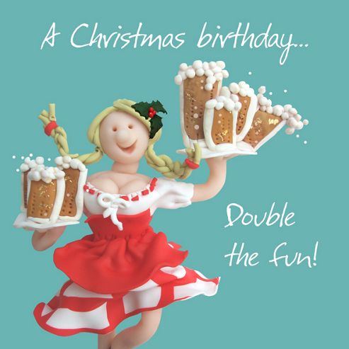 Image of Holy Mackerel A Christmas Birthday! Double The Fun Greetings Card
