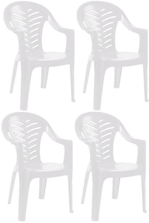 Image of Resol Palma Garden Chair - White - Patio Outdoor Plastic Furniture (pack Of 4)