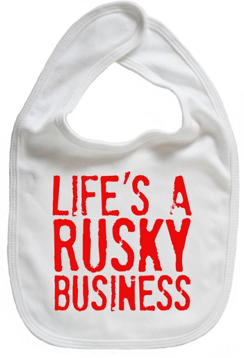Image of Dirty Fingers Life's A Rusky Business Baby Bib White