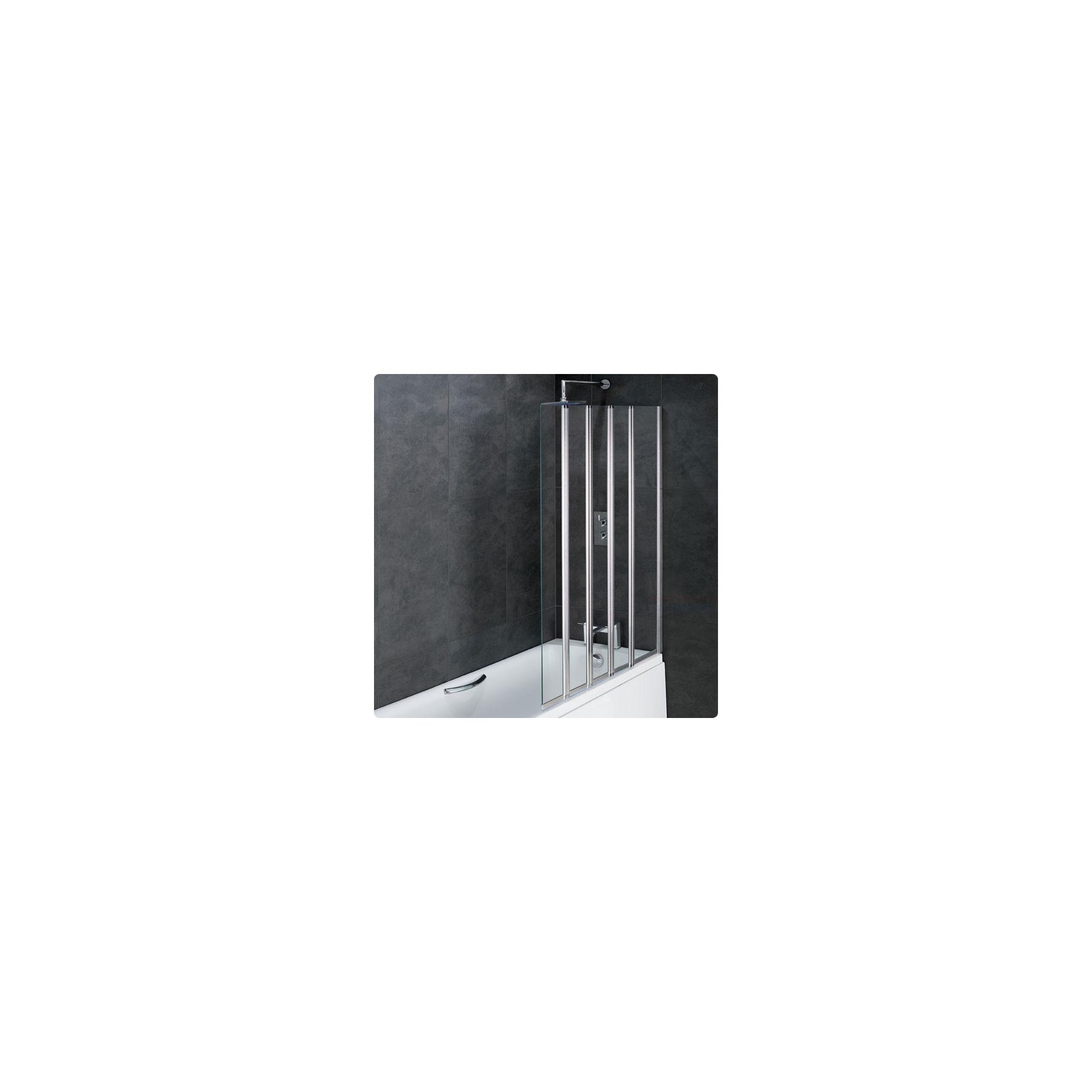 Duchy ROSETTA Folding Bath Screen 1 Fixed Panel with 4 Folding Panels RIGHT HANDED with Silver Profile (1250mm Wide x 1400mm High) at Tesco Direct