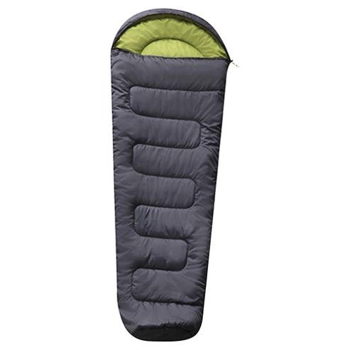 Image of Tesco 300gsm Mummy Sleeping Bag Grey/green
