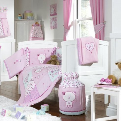 Image of Bed-e-byes Purfect Pink Room In A Box With Tab Top Curtains 136x162