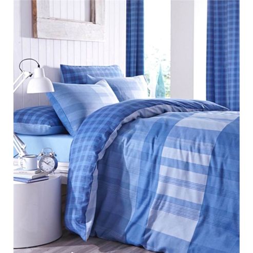 Image of Catherine Lansfield Casual Living 66x72 Lined Curtains - Blue