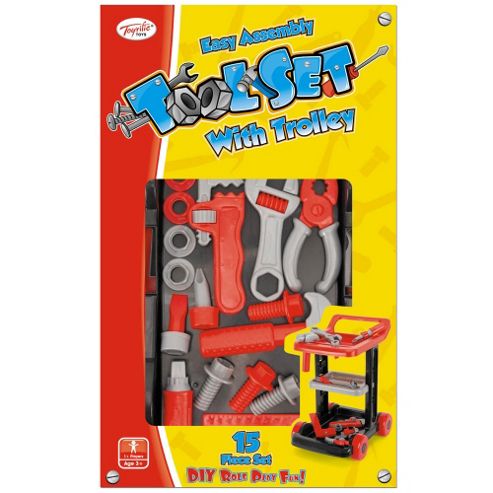 Image of Toyrific Easy Assemble Tool Set 15 Piece Playset With Trolley