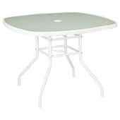 Seville Round Glass/Steel Table - White