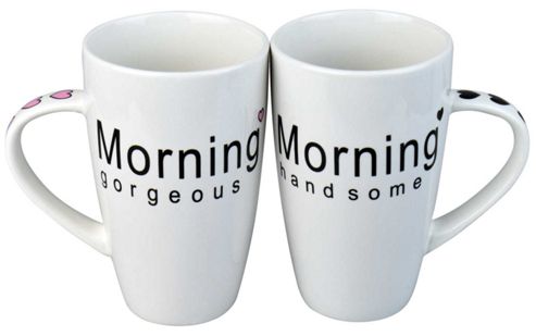 Image of Morning Gorgeous, Morning Handsome Tea / Coffee Mug Cup Set Of 2 - His And Hers