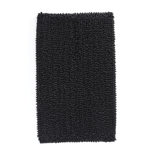 Image of Catherine Lansfield Microfibre Chenille Bath Mat - Black