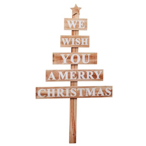 Image of Wooden Slat 'we Wish You A Merry Christmas' Sign