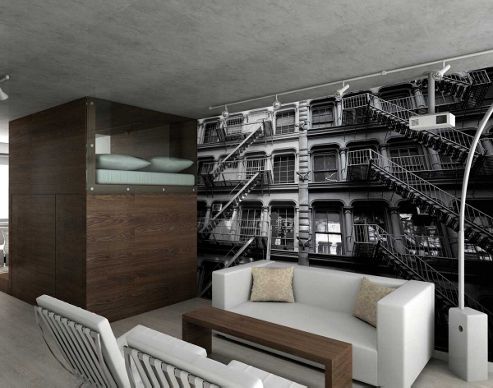 Image of 1wall Giant Old Look New York Apartment Block Wall Mural