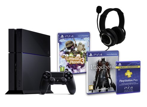 Image of Ps4 (black) With Bloodborne, Little Big Planet 3, Gp3 Headset, Psplus (3mth)