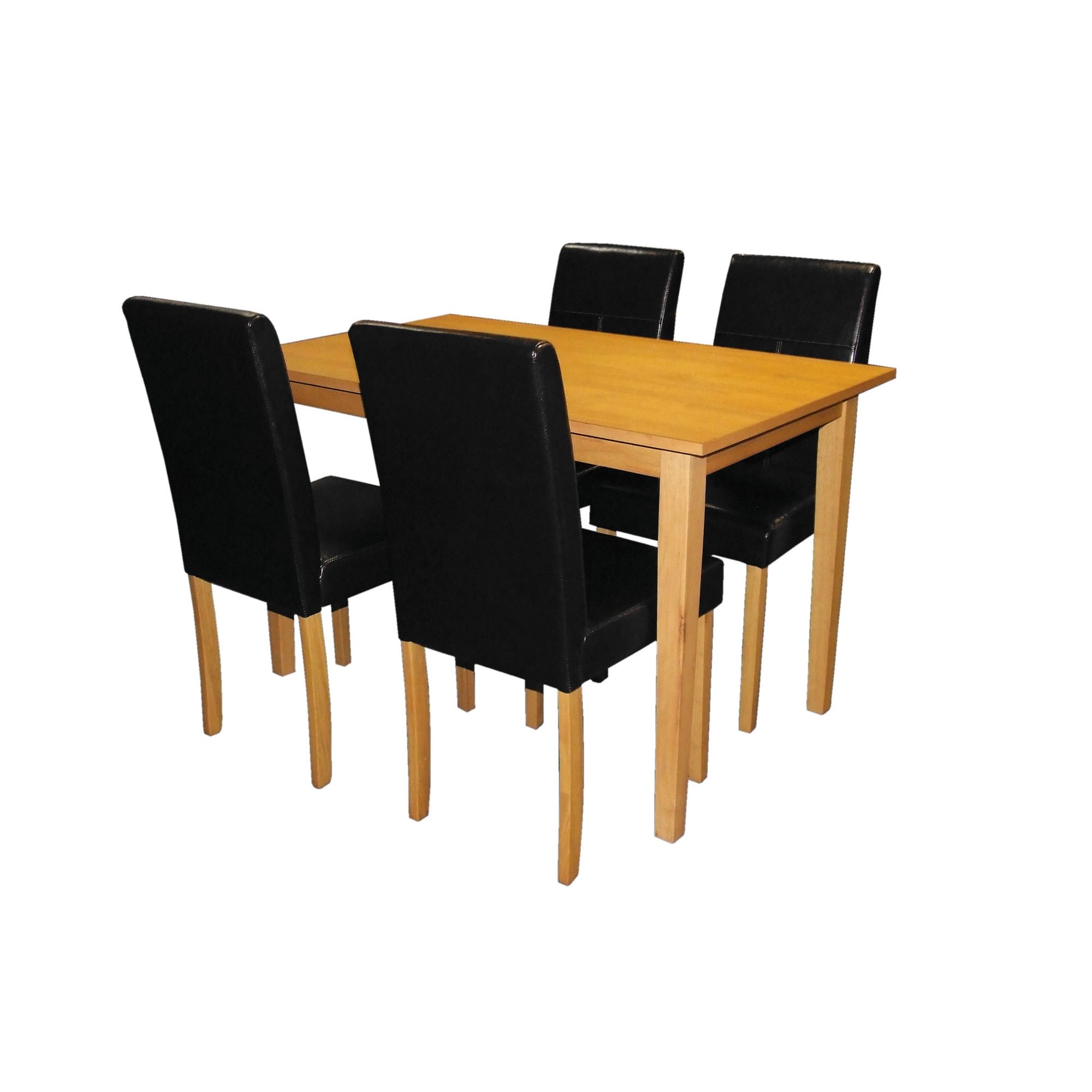 Premier Housewares 5 Piece Dining Set with Light Solid Rubberwood Cozinha - Black at Tesco Direct