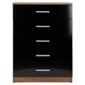 Jazz 5 Drawer Chest Walnut & Black Gloss