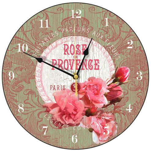 Image of Smith & Taylor Rose De Provence Round Wall Clock In Apple Green