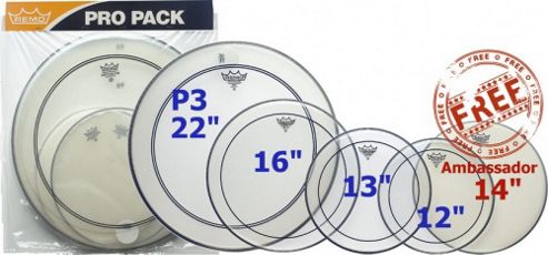 Image of Remo Pp-0270-ps Pinstripe Clear 5 Piece Standard Propack