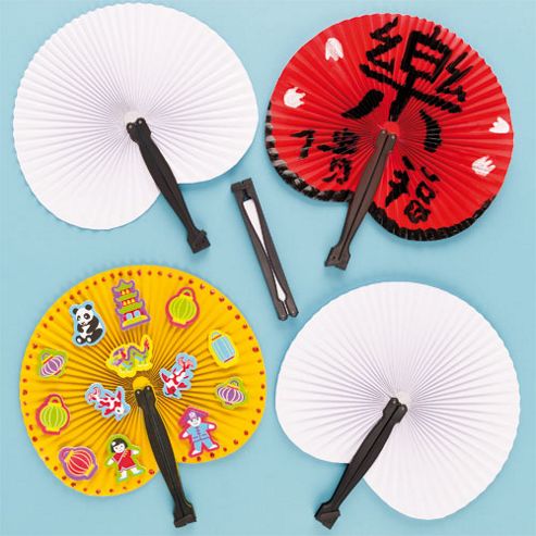 Image of Chinese Concertina Craft Fans (pack Of 6)