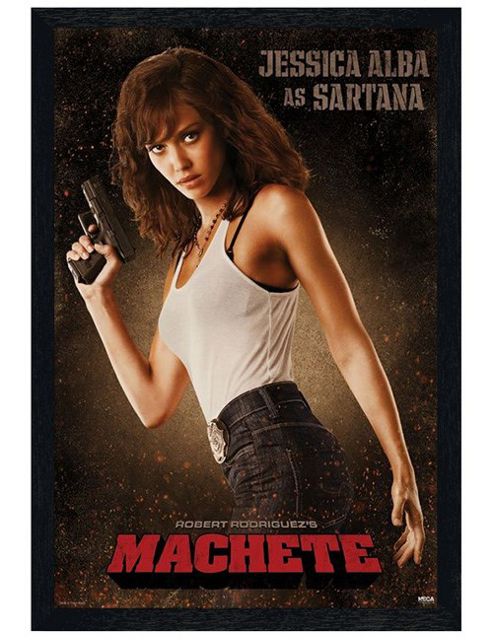 Image of Machete Black Wooden Framed Jessica Alba Is Sartana Poster