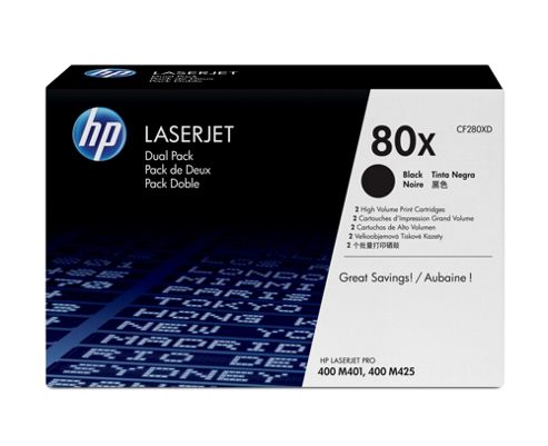 Image of Hp 80x Dual Pack Laserjet Toner Cartridges - Black