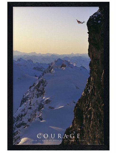 Image of Courage Black Wooden Framed Fear Is Only As Deep As The Mind Allows Poster