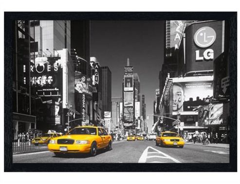 Image of In Times Square Black Wooden Framed Yellow Cab Poster
