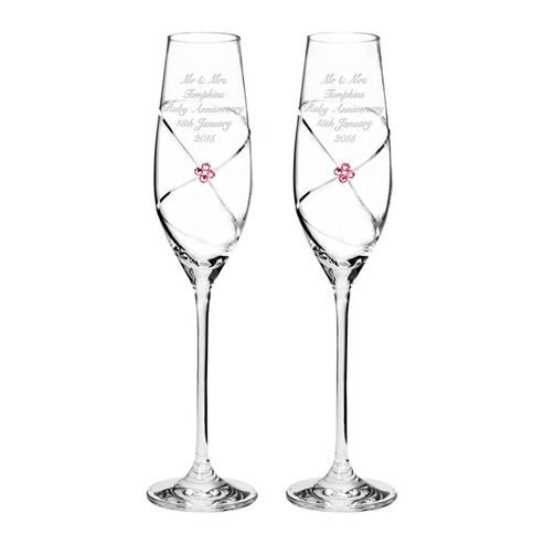 Image of Personalised Infinity Flutes With Ruby Swarovski Elements