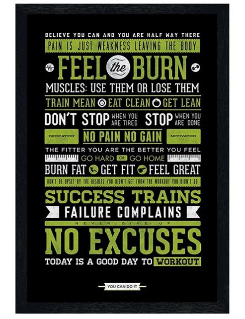 Image of Black Wooden Framed Gym Motivation Poster