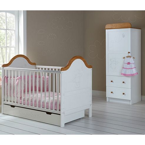 Image of Obaby B Is For Bear Cot Bed, Drawer, Single Wardrobe Room Set