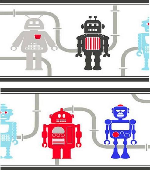 Image of Robot Border - White