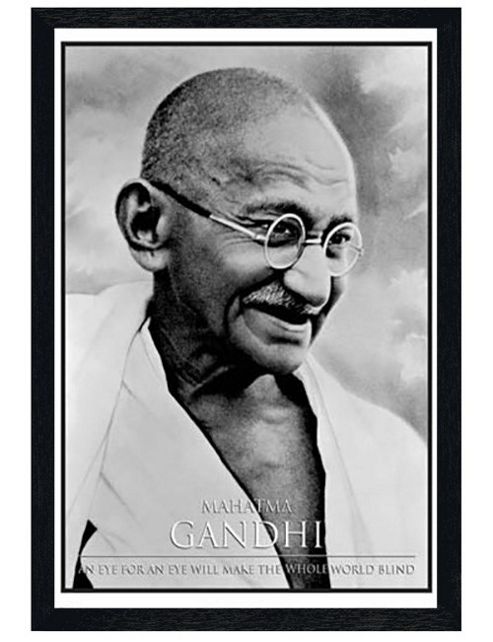 Image of Mahatma Gandhi Black Wooden Framed An Eye For An Eye Will Make The Whole World Blind Poster