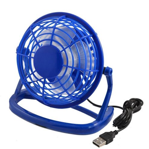 Image of Twitfish Plastic Usb Desk Fan 4" - Blue