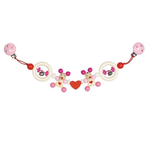 Image of Heimess 763460 Wooden Pram String Clip On (pink Mouse)